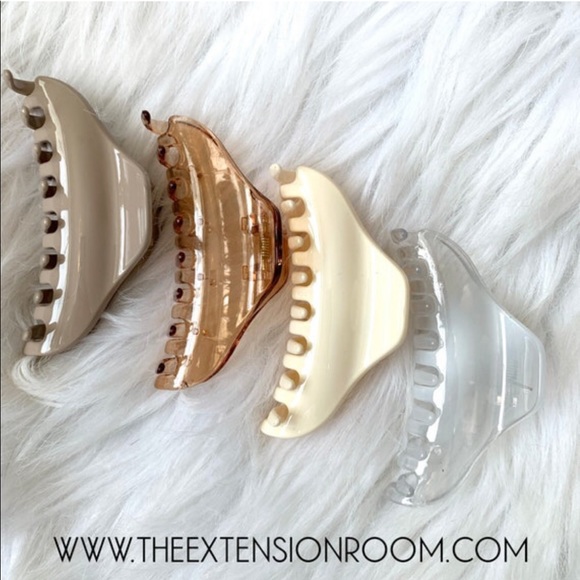 Hair Claw Clip Set of 4 | Minimal Nude Brown Clear - Picture 1 of 4